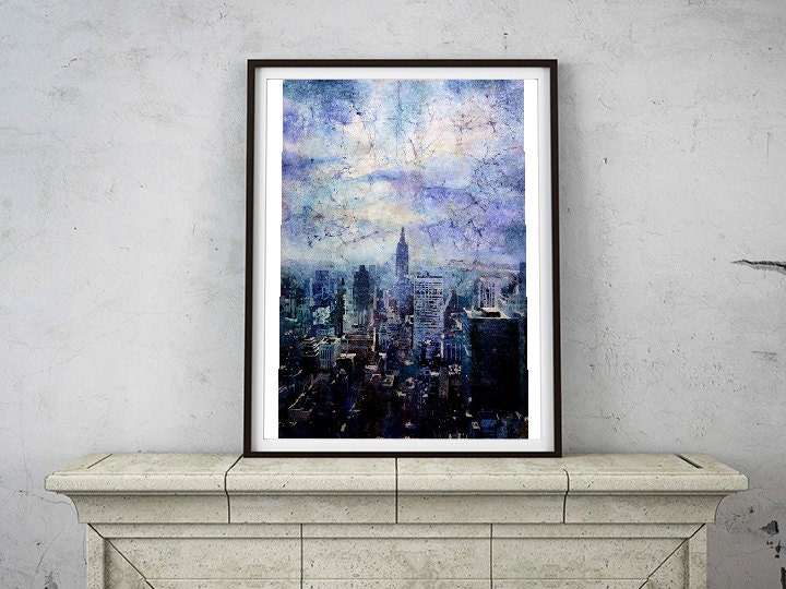 Empire State building rising above skyline of New York City | Etsy