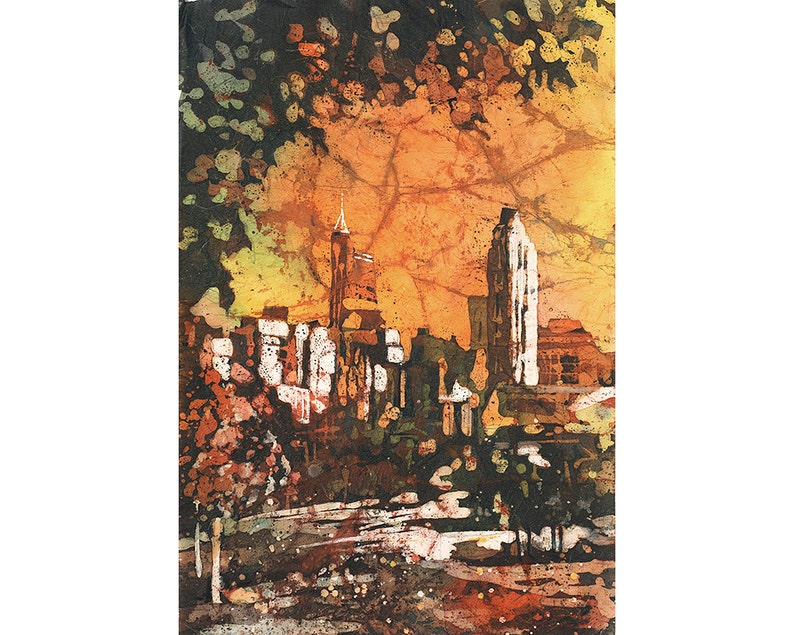 Downtown Raleigh Nc Skyline Art Watercolor Raleig Image 0