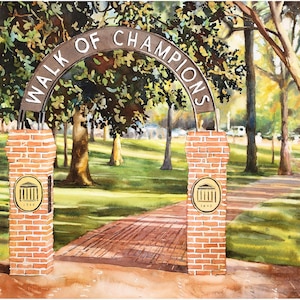 Ole Miss Walk of Champions Watercolor Print: Rebels Football Art