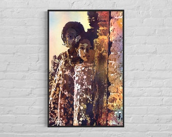 Watercolor portrait Kathmandu, Nepal, trendy wall art Nepal Nepalese decor colorful wall art travel gift Nepal watercolor giclee (print)