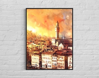 イタリア、フィレンツェの水彩画（オリジナル作品） - Etsy 日本