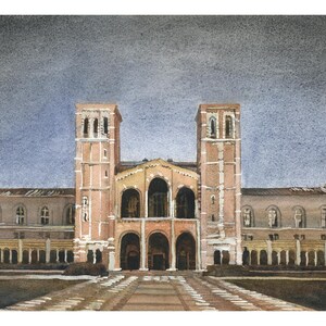 UCLA Royce Hall watercolor landscape Los Angeles California University campus wall decor, UCLA Bruins alumni gift for house artwork (giclee)