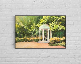 Schilderij van Old Well- Universiteit van North Carolina (UNC) Chapel Hill, NC. Chapel Hill aquarel. Art Chapel Hill UNC landschap (print)