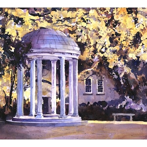 UNC Chapel Hill oude waterput aquarel print