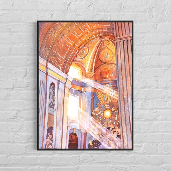 St. Peter's Basilica-Vatican, Rome (Italy) St. Peters Basilica Watercolor painting St Peters Vatican City Italy painting Rome art (print)