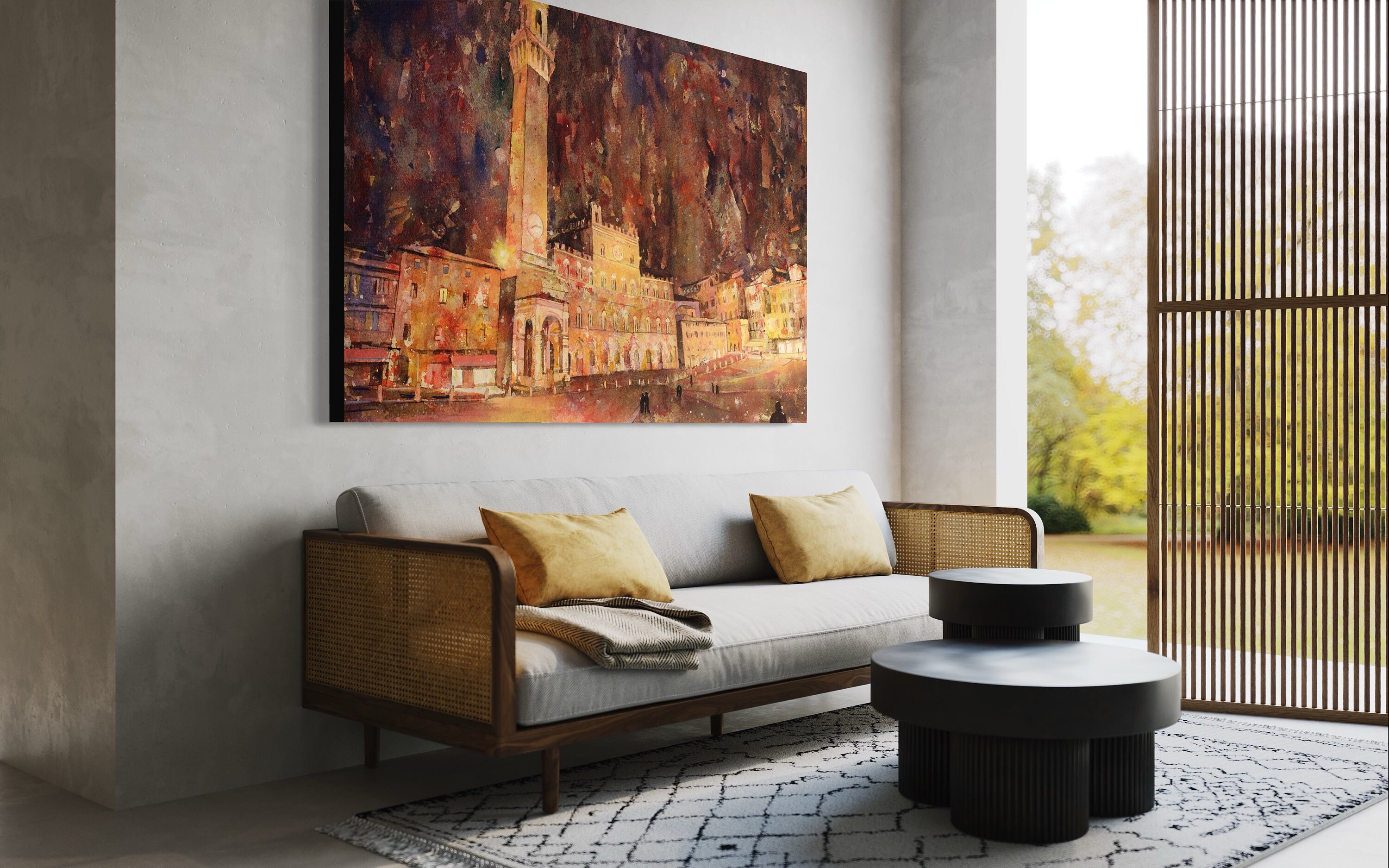 シエナ、イタリアのファインアート絵画 - カンポ広場。シエナの絵画