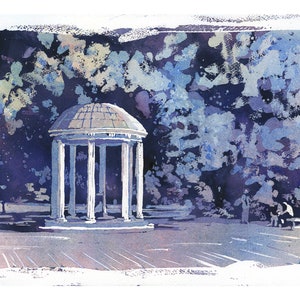 UNC Old Well-schilderij. University of North Carolina Old Well fine art aquarel schilderij- Chapel Hill, NC. UNC-fotohuisdecoratie (afdruk)