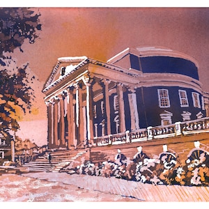 Original UVA Rotunda Watercolor Painting: University of Virginia Dorm Decor