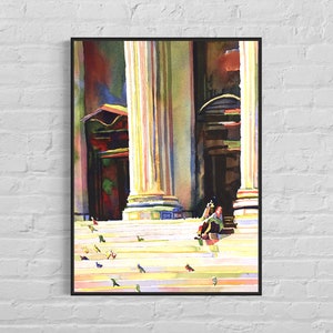 Penn Station NYC colorful watercolor painting giclee prints