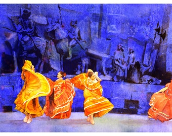 Guadalajara Mexico Dancers Watercolor Print, Colorful Mexican Wall Art, Handmade Travel Decor, Housewarming Gift, Giclee Home Accent