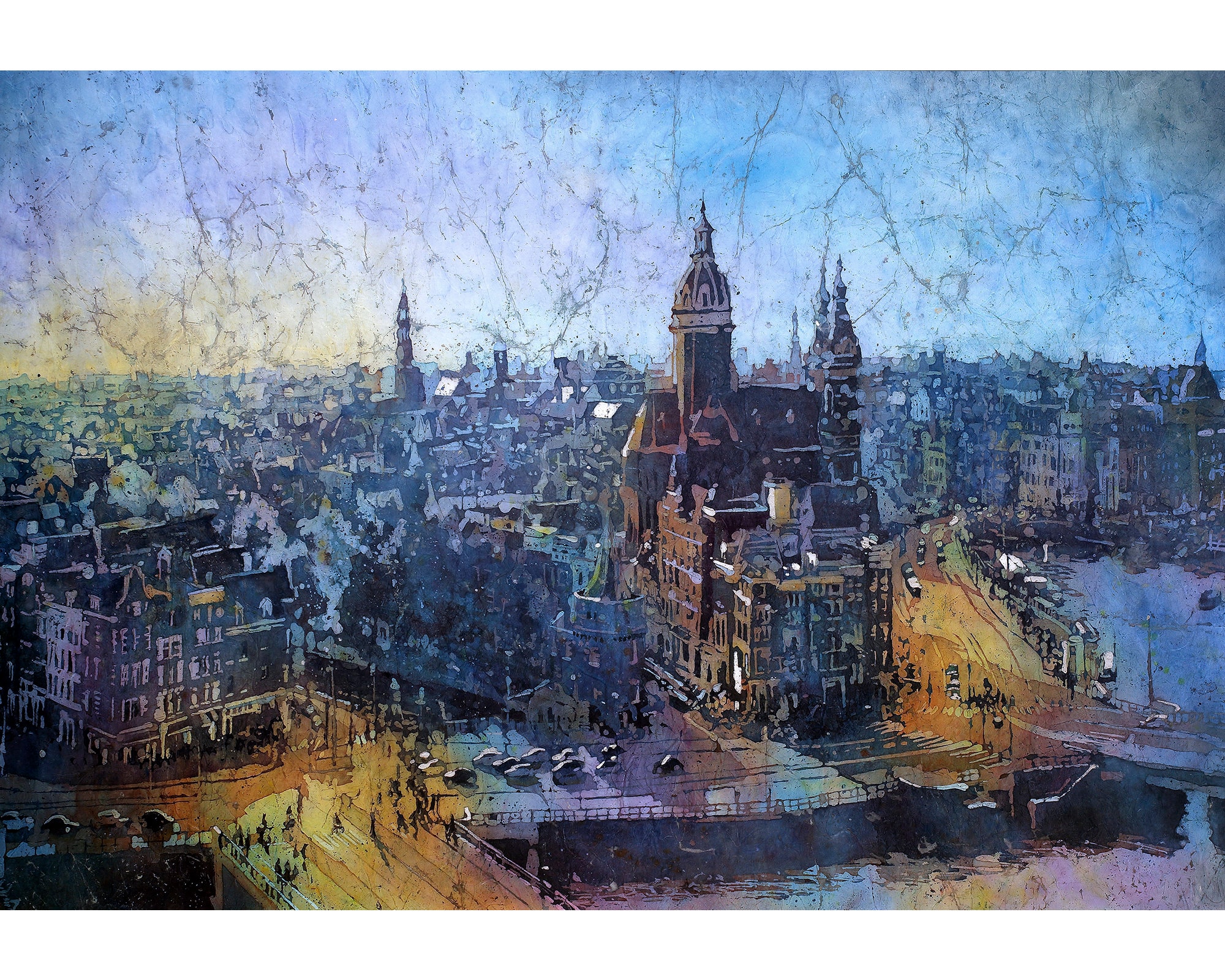 Art & Collectibles Painting Watercolor Amsterdam Painting Cityscape