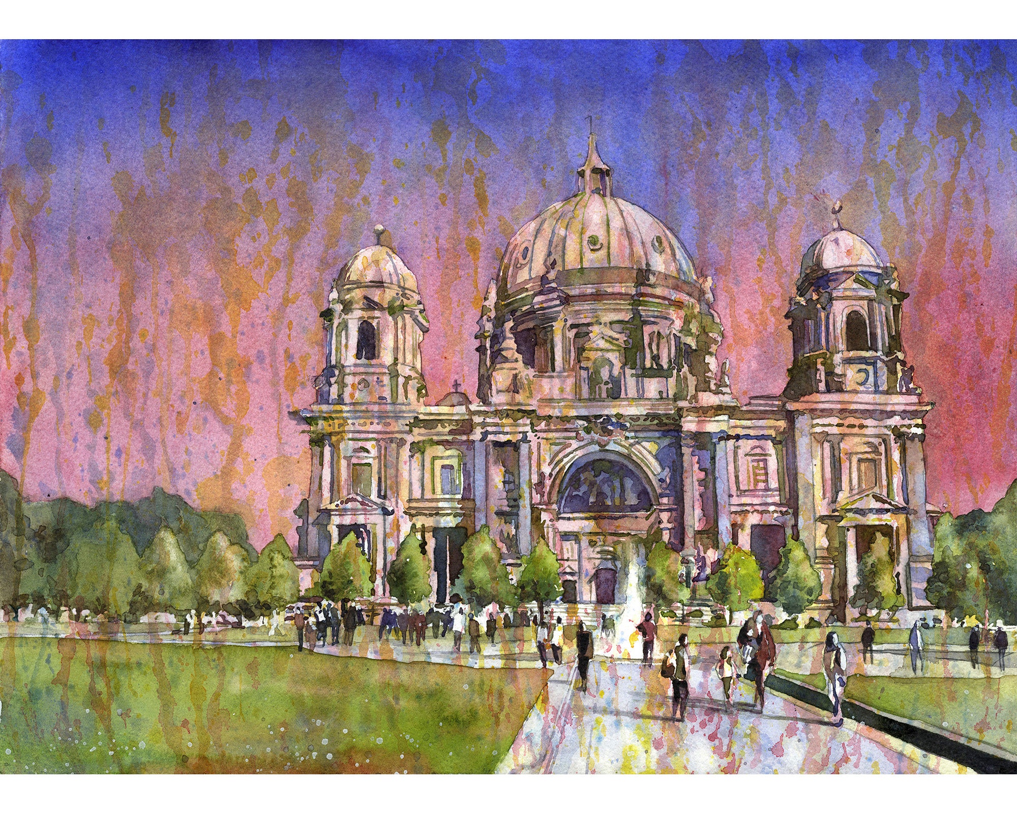 Berlin Cathedral Berliner Dom Fine Art Watercolor | Etsy