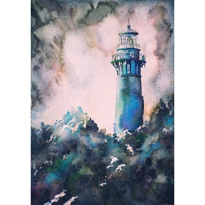 Currituck fyr Outer Banks NC dekor, North Carolina trendig väggkonst handgjord heminredning fyr giclée (tryck) bild 1