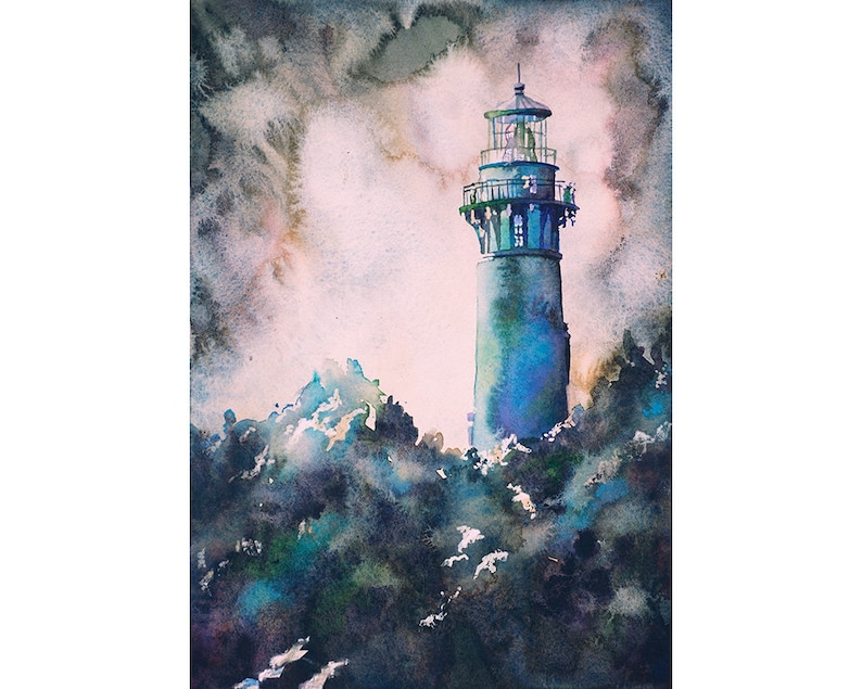 Currituck fyr Outer Banks NC dekor, North Carolina trendig väggkonst handgjord heminredning fyr giclée (tryck) bild 1