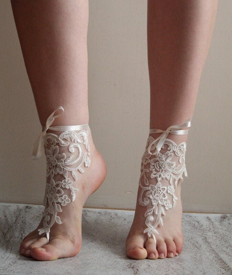 Wedding Barefoot Sandal, Bridal Barefoot Sandals, Lace Wedding Shoes, Foot Jewelry, Beach Wedding Shoes, Bridesmaid Gift, Ankle Bracelet 