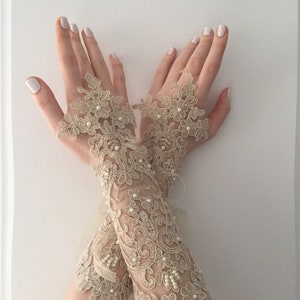 Wedding gloves, Bridal gold champagne gloves, bridal long gloves, bridal gloves, gloves, wedding gloves, wedding anklet, wedding long mitten