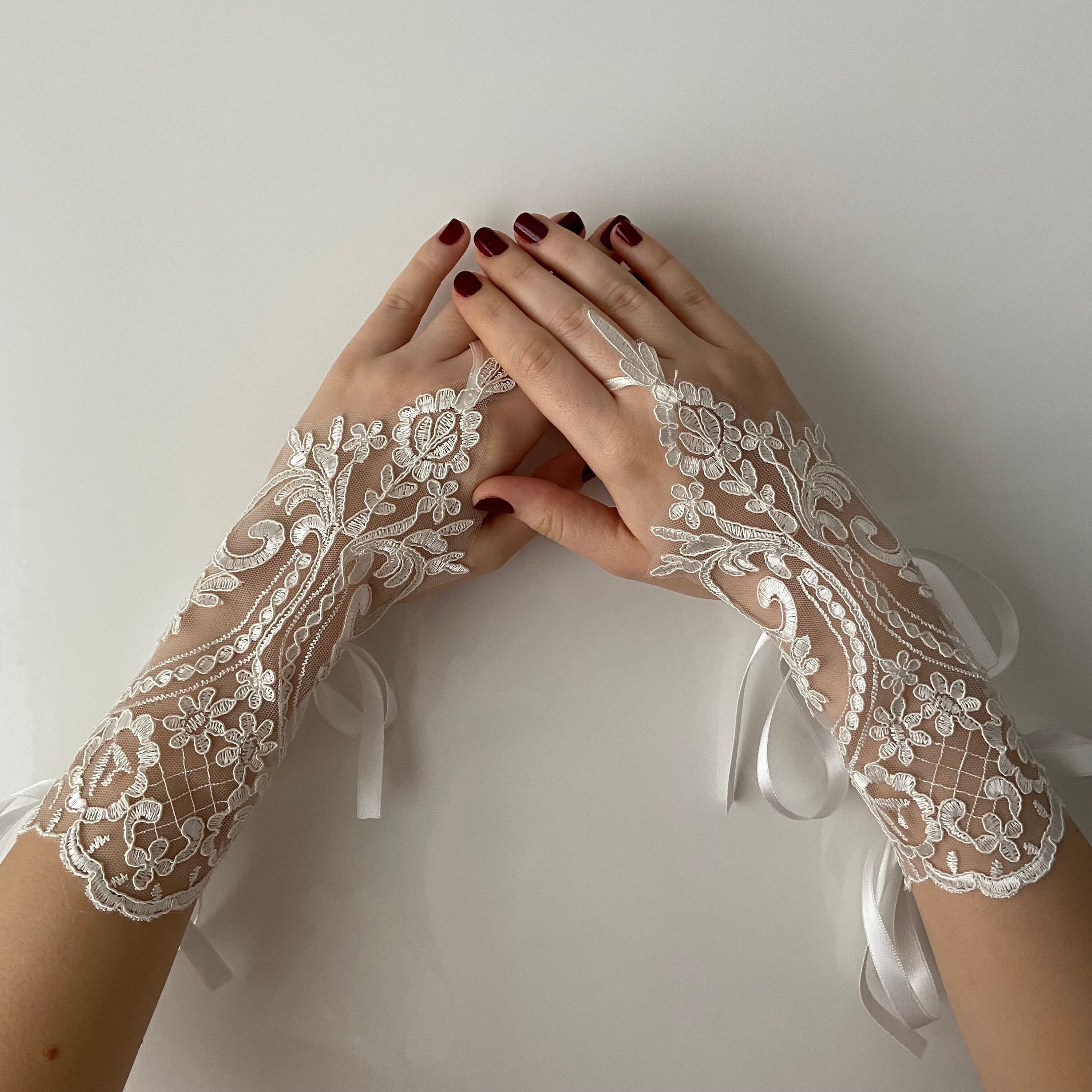 Ivory wedding sale gloves