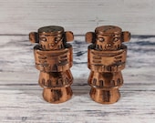 Kachina Doll Salt and Pepper Shaker Set, Copper Colored Salt and Pepper Shakers, Made in Japan