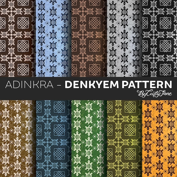 Adinkra DENKYEM Pattern - 10 separate files