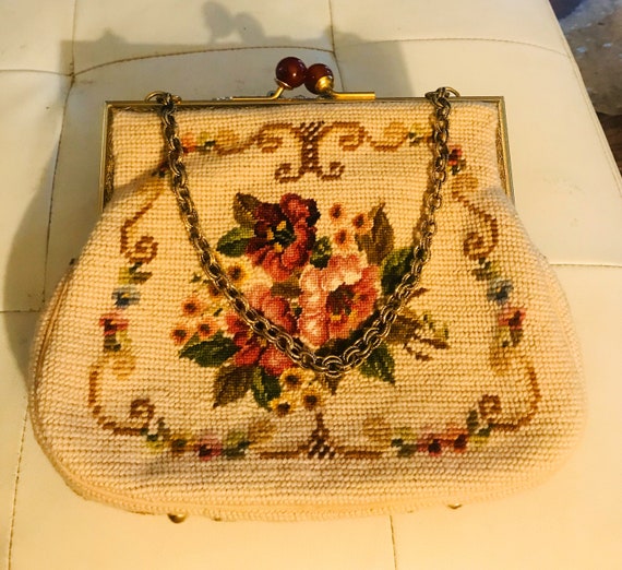 Vintage Embroidered Handbag Purse - image 1