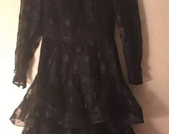 1980's Scaasi Boutique Black Vintage Dress size 8