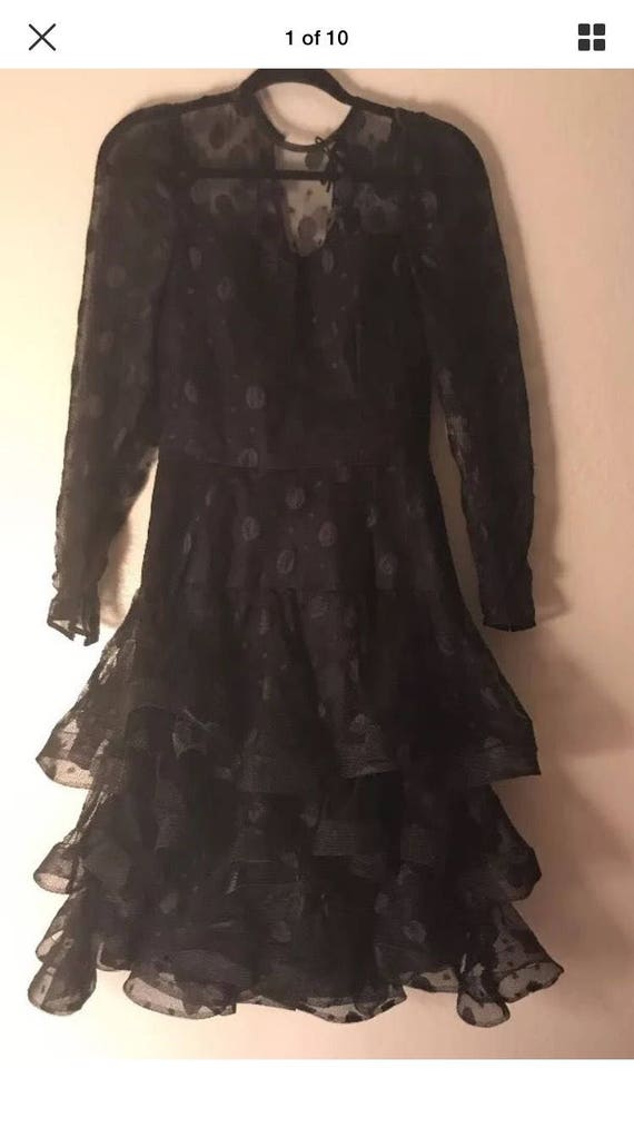 1980's Scaasi Boutique Black Vintage Dress size 8