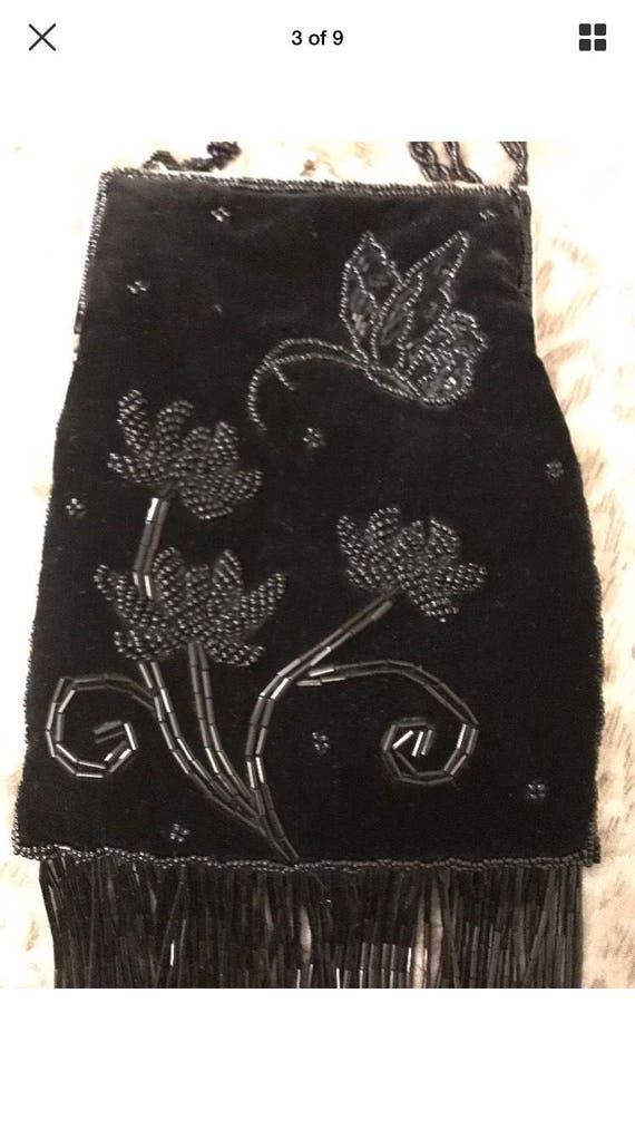 Vintage Comeco Black Velvet Beaded Shoulder Handba