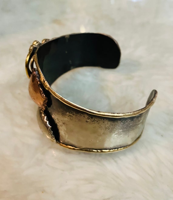 Vintage Multi Metal Brutalist Cuff Bracelet - image 5