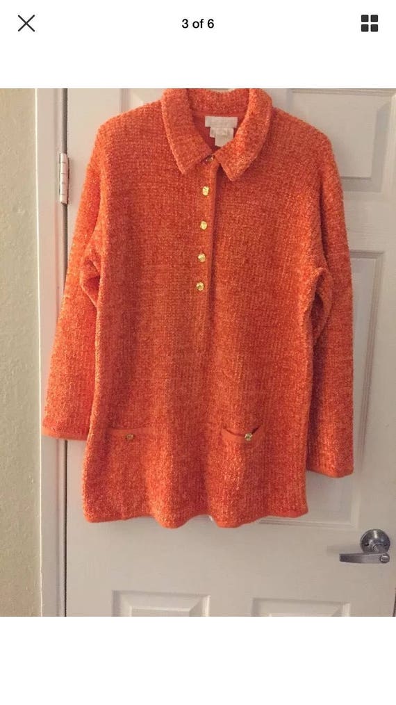 Escada Margaretha Ley Orange Mohair Wool Blend Swe