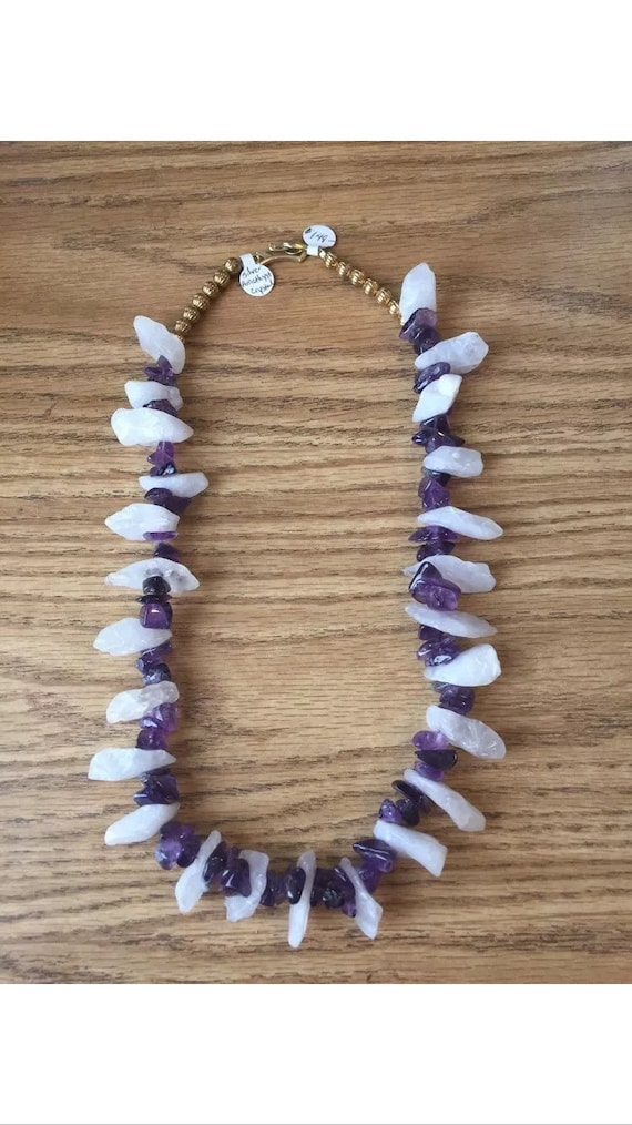 Amethyst and Crystal with Silver Necklace