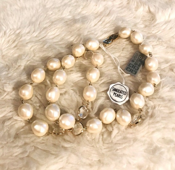 Givenchy Vintage Faux Pearls & Crystal Necklace - image 2