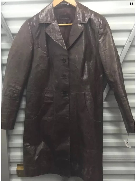 John Carlisle Signature long brown leather trench 