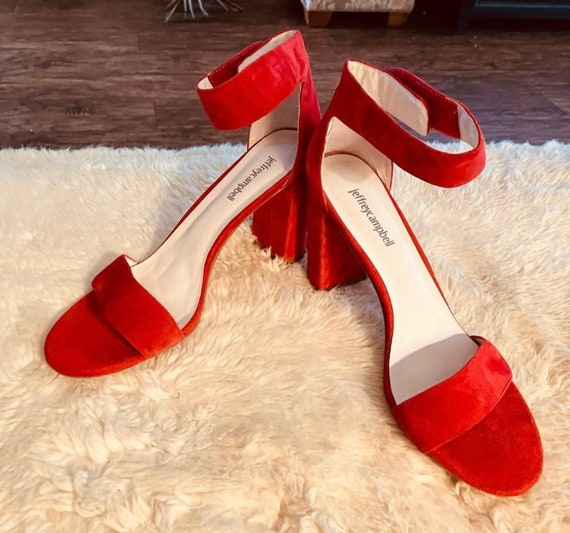 Jeffrey Campbell Red Suede Heels Size 10 - image 2