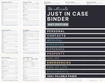 The Ultimate Just In Case Binder  |  Estate Planning  |  Emergency & End of Life Planner  | Printable Fillable Hyperlinked PDFs