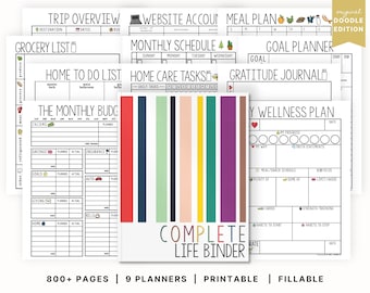 The Original Complete Life Binder | A Family & Home Management Planner (Doodle Edition)  |  Fillable PDFs | Printable