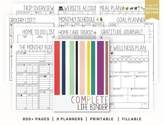 The Original Complete Life Binder | A Family & Home Management Planner (Doodle Edition)  |  Fillable PDFs | Printable
