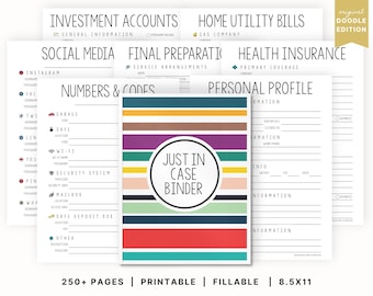 Just In Case Binder | "What If" Emergency & Legacy Planner | Printable | Important Documents Organizer | End of Life Planning | Fillable PDF