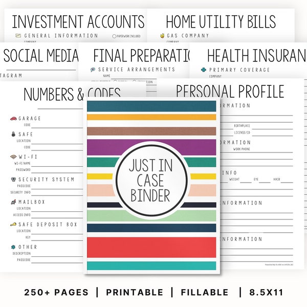 Just In Case Binder | "What If" Emergency & Legacy Planner | Printable | Important Documents Organizer | End of Life Planning | Fillable PDF