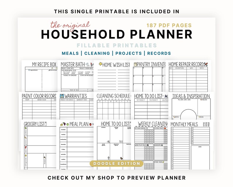 Weekly Meal Planner | Printable and Fillable PDF - Etsy