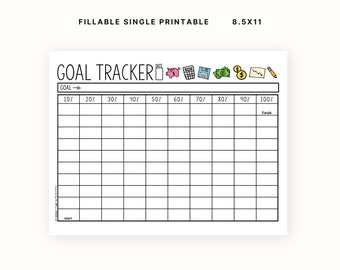 Financial Goal Tracker | Debt or Savings Thermometer | Printable and Fillable PDF