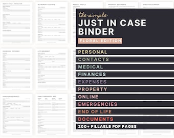 The Simple Just In Case Binder (Floral Edition)  |  An Emergency and Legacy Planner  | Printable What If Binder and Estate Planning