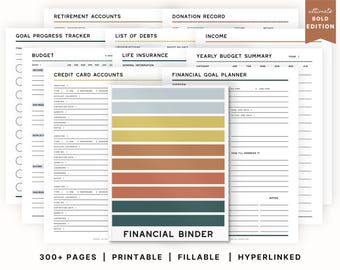 Planificador de presupuesto imprimible / Carpeta financiera PDF / Rastreador de deudas / Organizador de facturas mensuales / Planificador de objetivos de ahorro / Rellenable