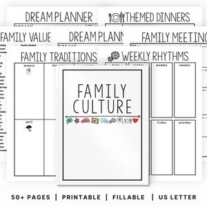 Family Culture Planner Printables | Editable Family Rules Sign | Values | PDF | Home Binder | Meetings | Instant Digital Download | Kids