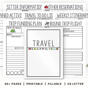 Travel Planner Printables | Family Vacation | Trip Itinerary | Getaway Plans | PDF | Mom Planner |  Instant Digital Download