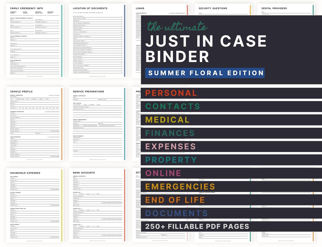 An Emergency & End of Life Planner | the Ultimate Just in Case Binder ...