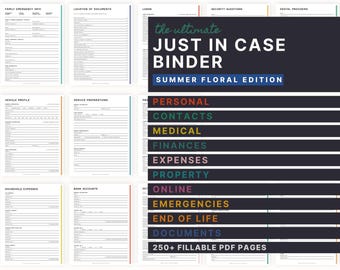 An Emergency & End of Life Planner  |  The Ultimate Just In Case Binder (Summer Floral Edition):   What If? Binder  |  Printable PDF
