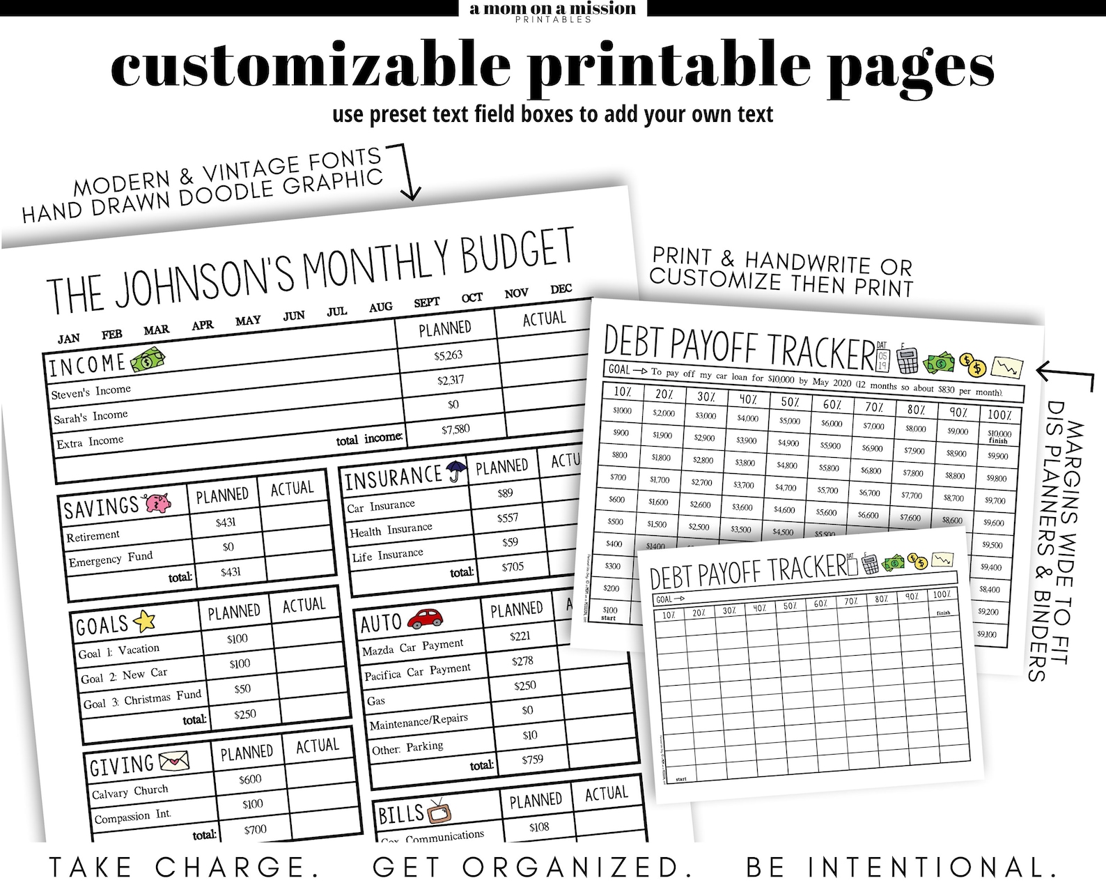 Financial Planner Printable Monthly Budget Finance Money | Etsy