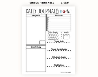 Daily Healthy Habits Tracker - Food Journal, Workout Tracker, Habits, Water  |  Printable PDF