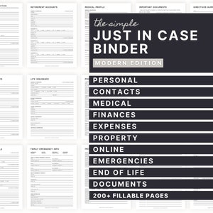 The Simple Just In Case Binder (Modern Edition)  |  An Emergency and End of Life Planner  |  Estate Planning and Important Documents
