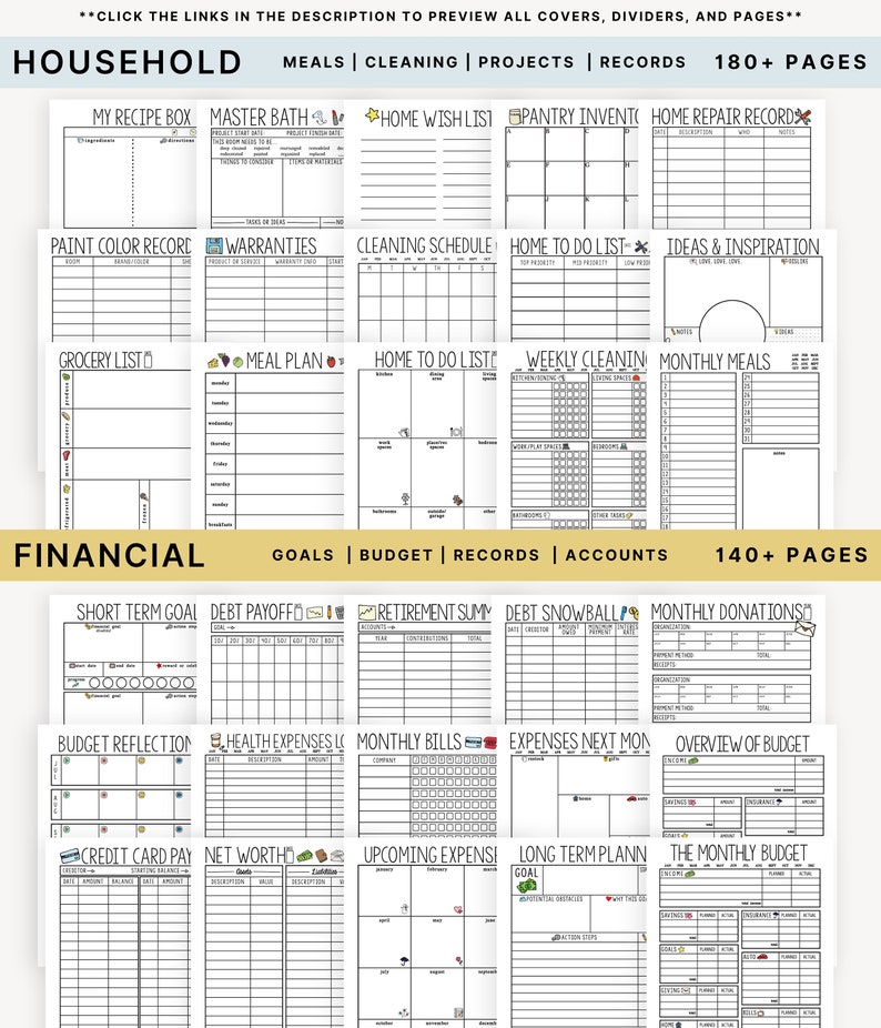 Complete Life Binder: Home Management Planners Printable and Fillable image 4